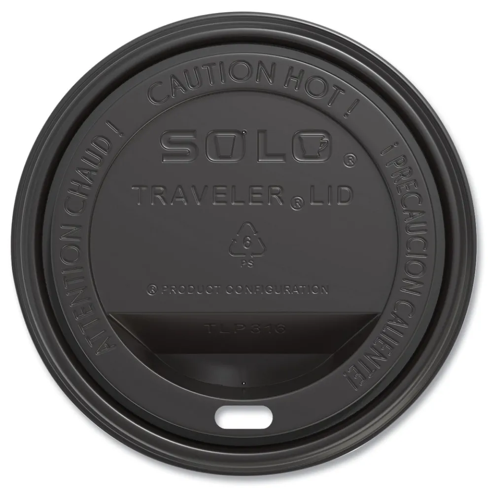 SOLO Traveler Cappuccino Style Dome Lid Fits 10 oz. to 24 oz. Cups - Black (1000/Carton)