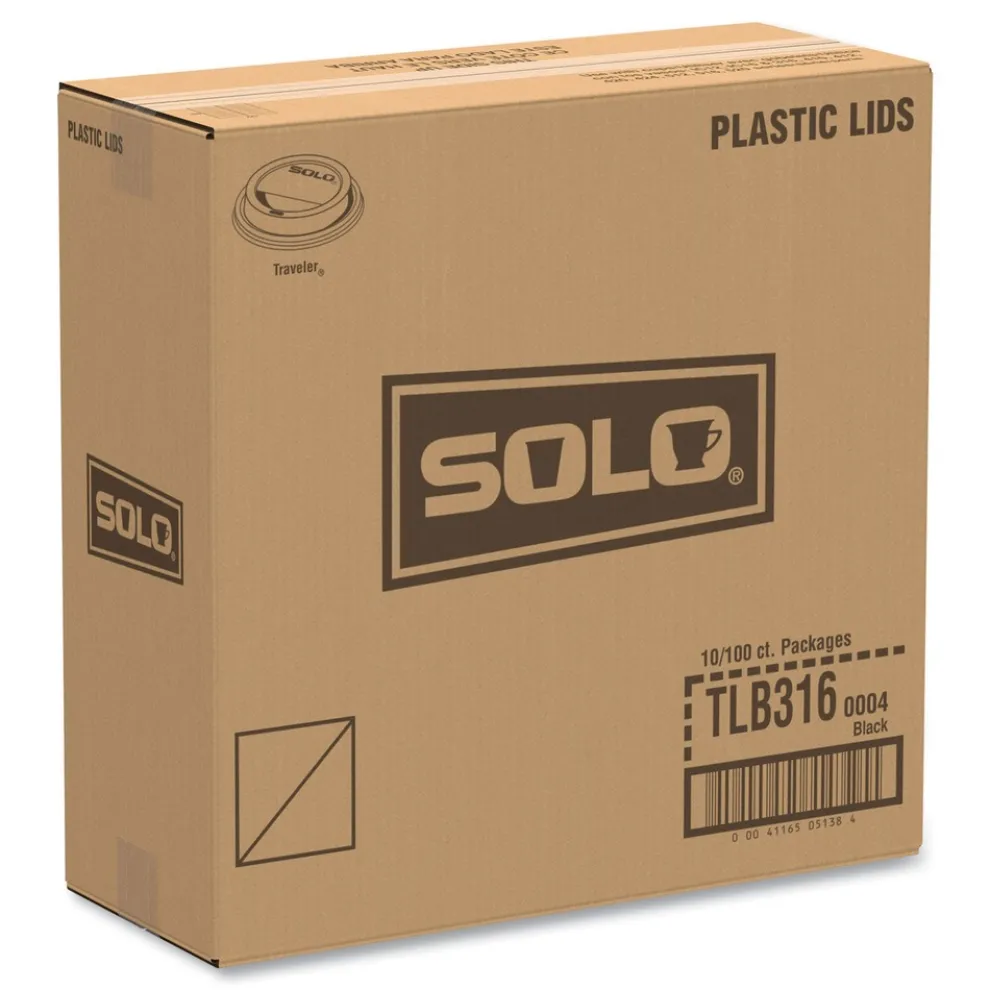 SOLO Traveler Cappuccino Style Dome Lid Fits 10 oz. to 24 oz. Cups - Black (1000/Carton)