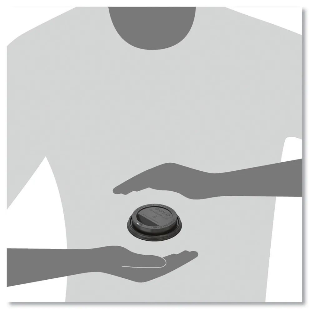 SOLO Traveler Cappuccino Style Dome Lid Fits 10 oz. to 24 oz. Cups - Black (1000/Carton)