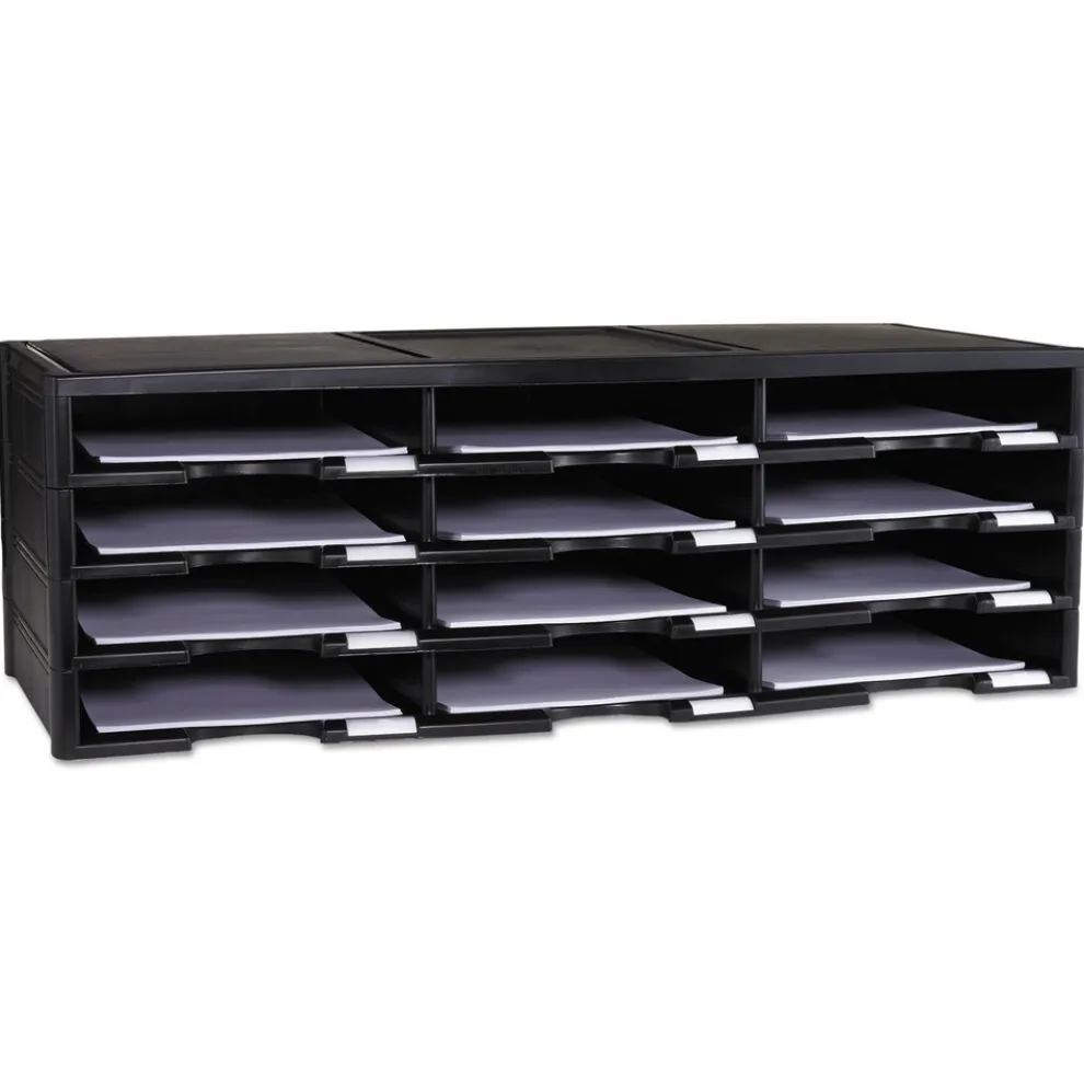 Storex 12 Compartments 10.63 in. x 13.3 in. x 31.4 in. Literature Organizer - Black