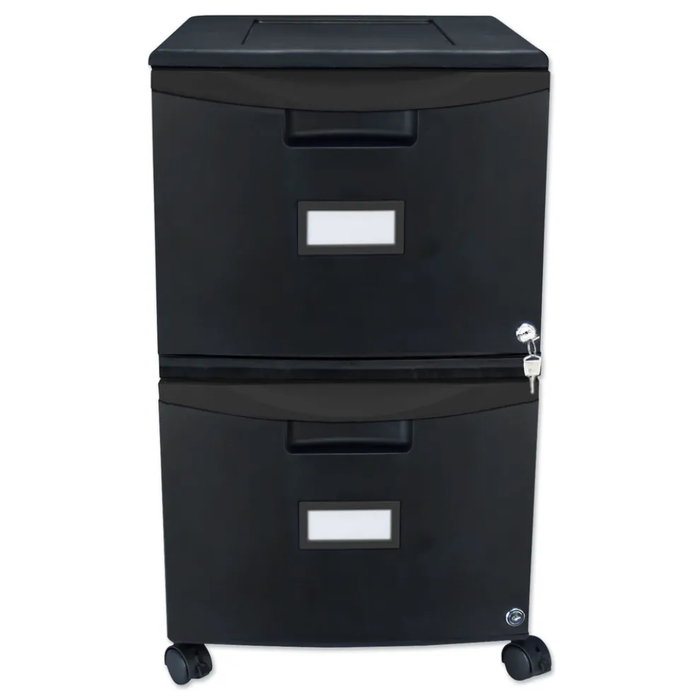 Storex 14.75 in. x 18.25 in. x 26 in. 2 Legal/Letter-Size File Drawers Mobile Filing Cabinet - Black