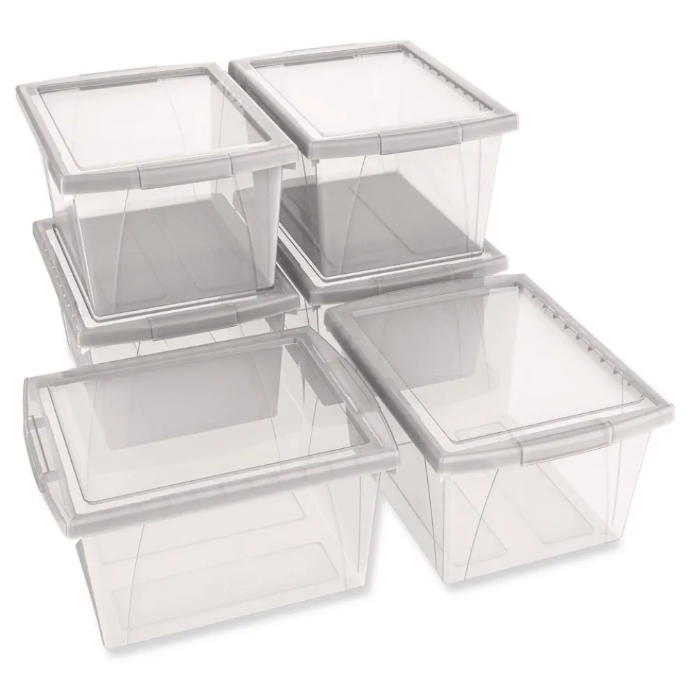 Storex Storage Bins, with Snap-On Lid, 4 gal, 11.25 x 13.53 x 7.87, Translucent, 6/Pack