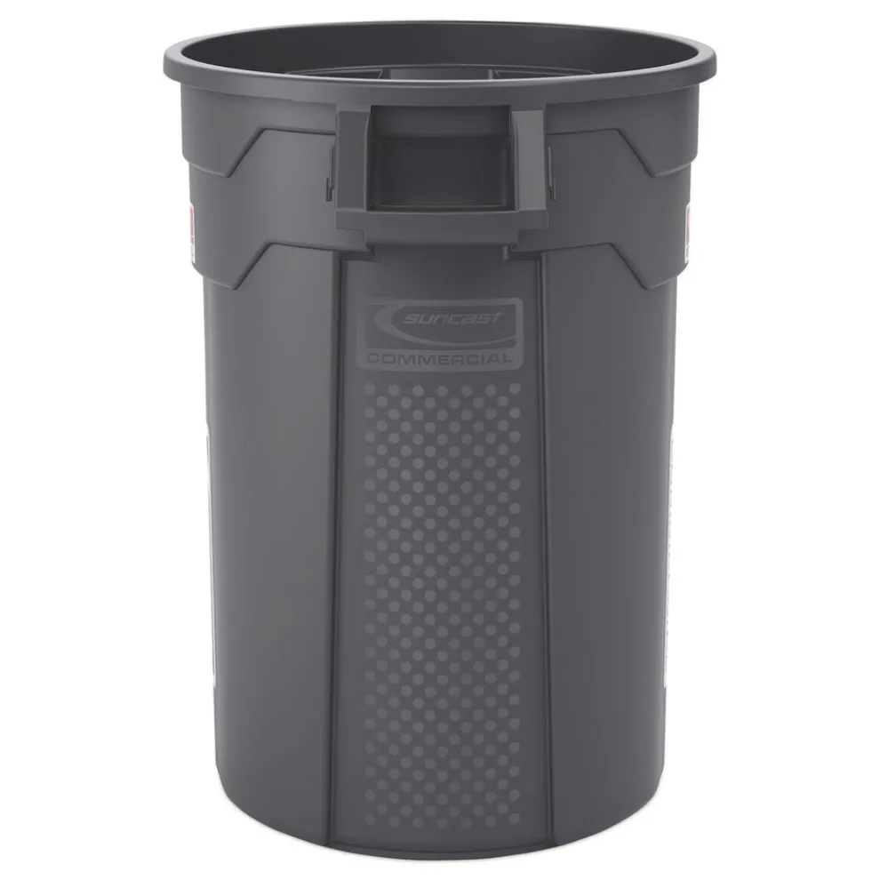 Suncast Commercial Injection Molded Utility Trash Can, 32 gal, Plastic/Resin, Gray