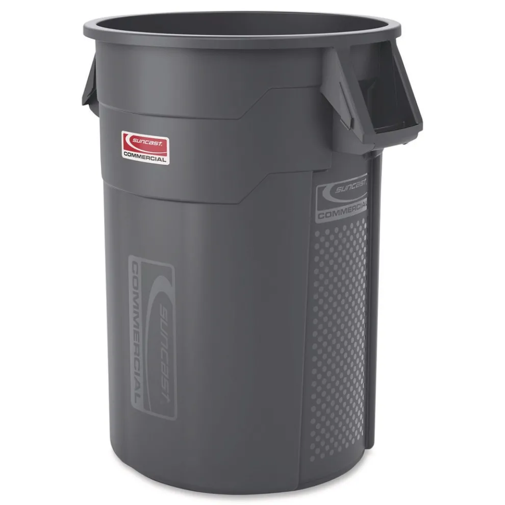 Suncast Commercial Injection Molded Utility Trash Can, 44 gal, Plastic/Resin, Gray