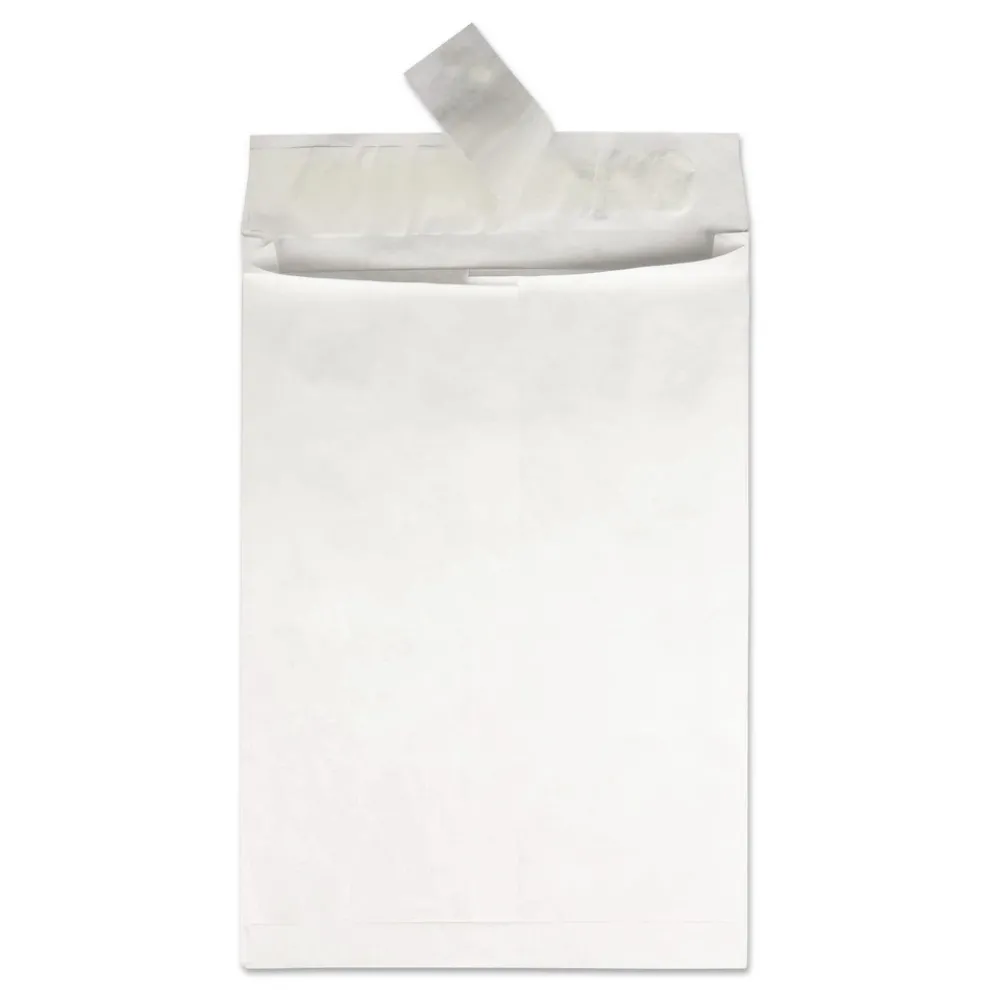 Survivor Tyvek 12 x 16 18 lb. Heavyweight Square Flap Open End Expansion Mailers - White (100/Carton)