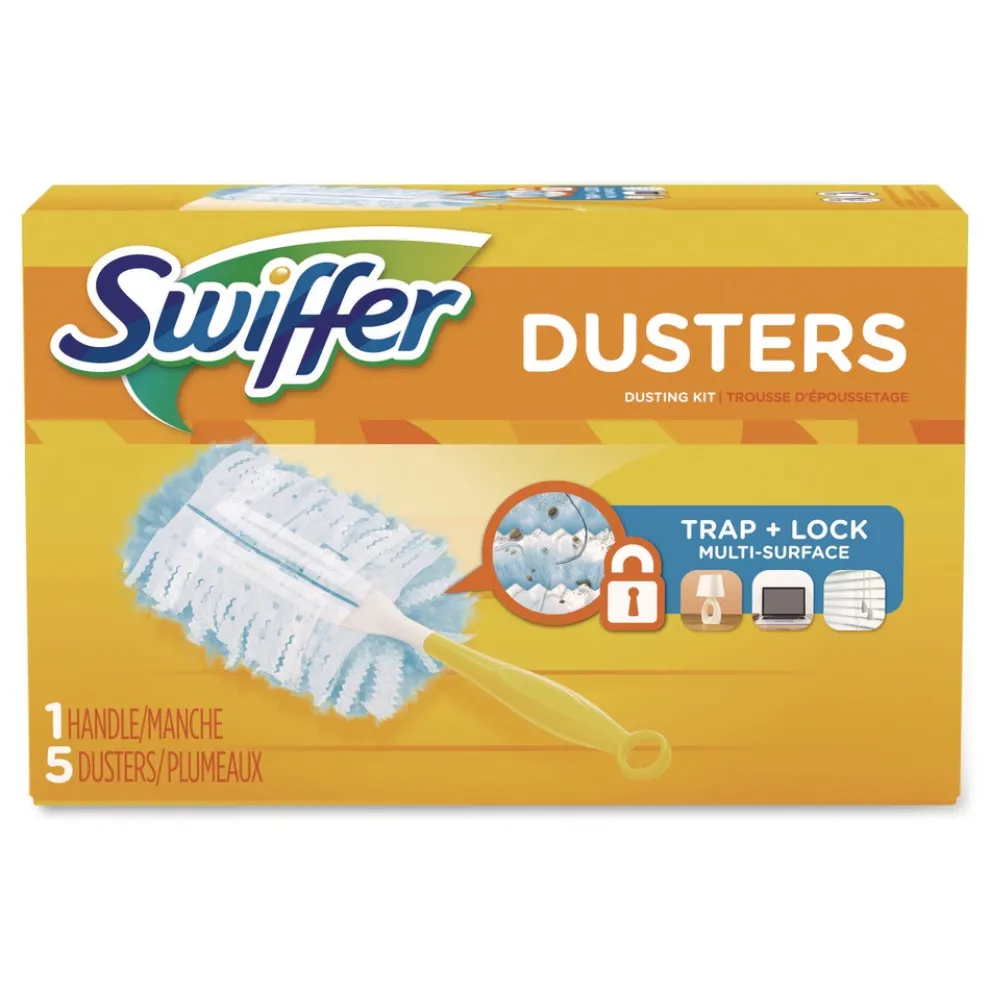 Swiffer Dust Lock Fiber 6 in. Handle Dusters Starter Kit - Blue/Yellow (1-Kit)