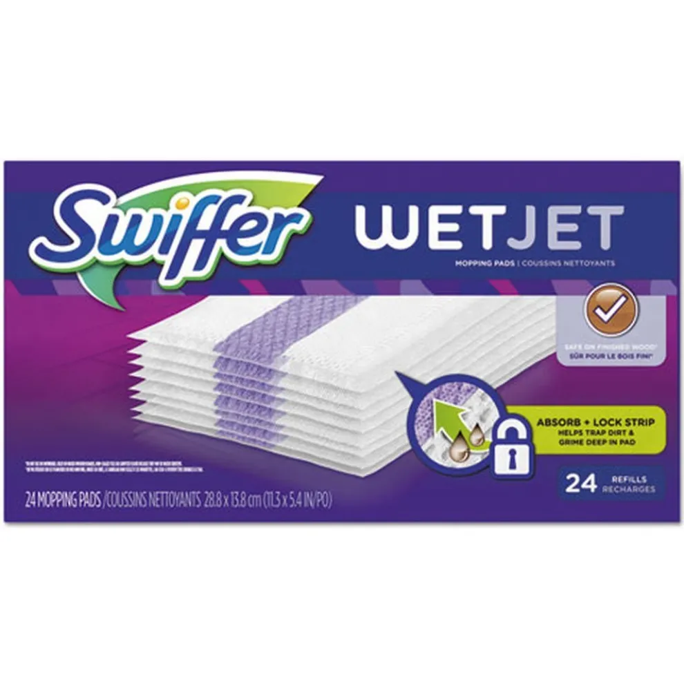 Swiffer WetJet 11.3 in. x 5.4 in. System Refill Cloths - White (24/Box)