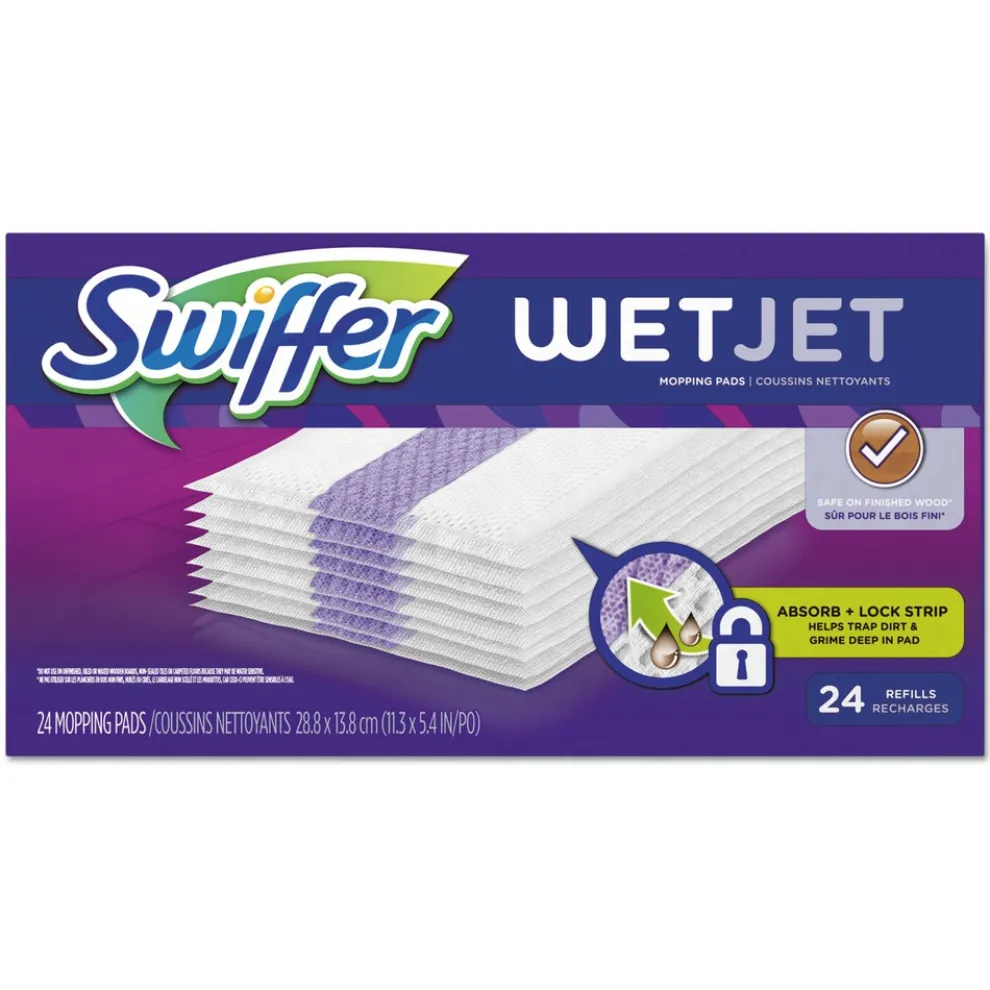 Swiffer WetJet 11.3 in. x 5.4 in. System Cloth Refills - White (24-Piece/Box, 4 Boxes/Carton)
