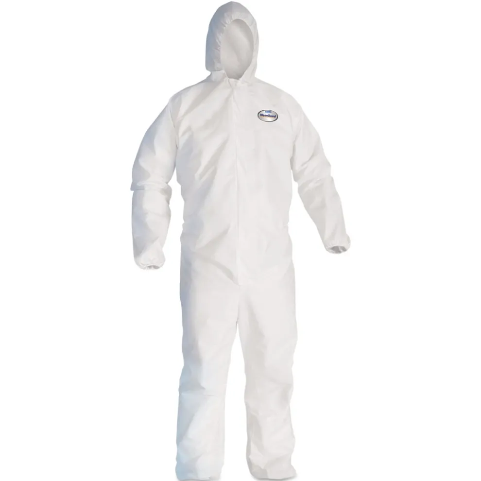Ansell A30 Elastic-Back and Cuff Hooded Coveralls - Large, White (25/Carton)