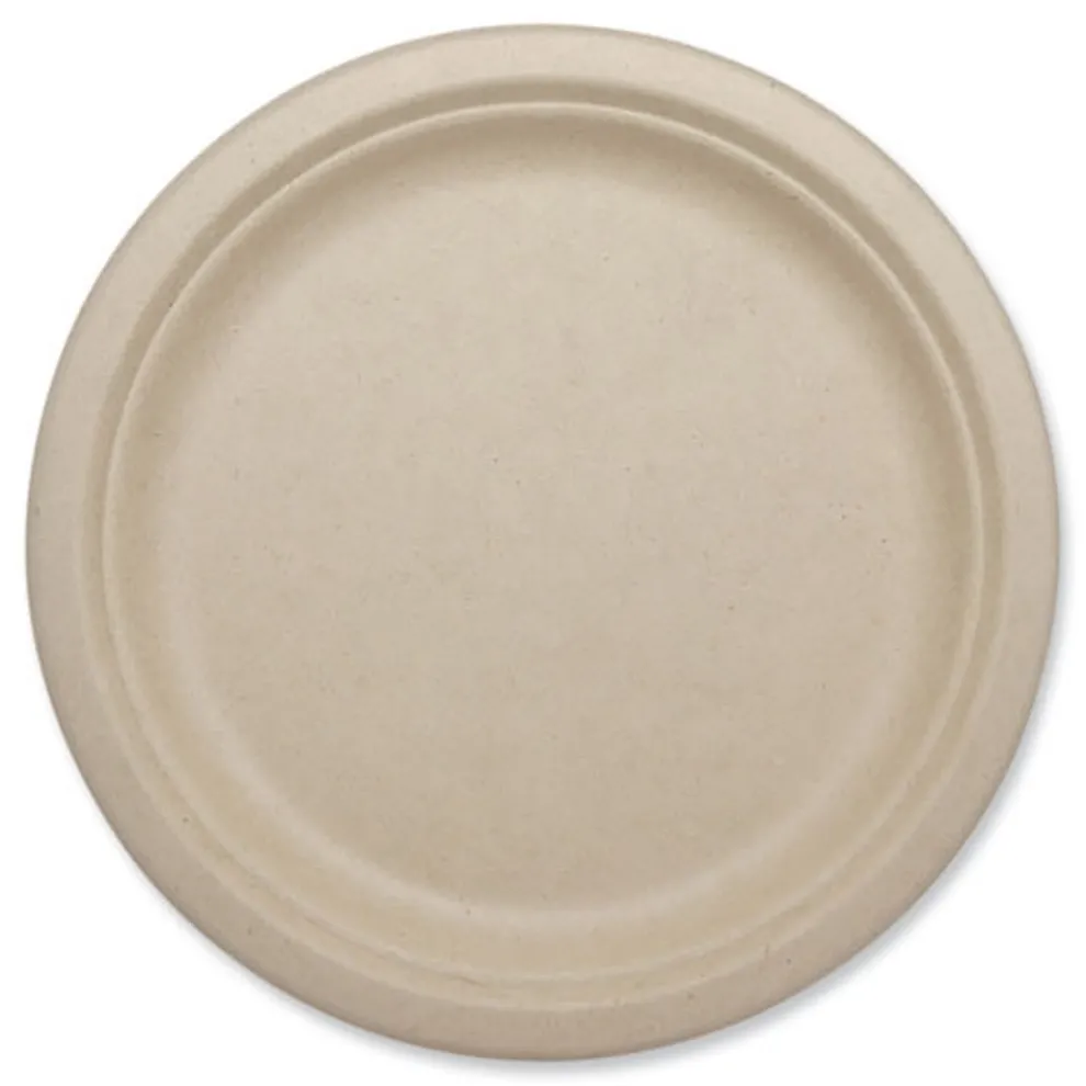 World Centric PL-SC-U9-LFP 9.1 in. Diameter Paper Fiber Plates - Natural (1000/Carton)