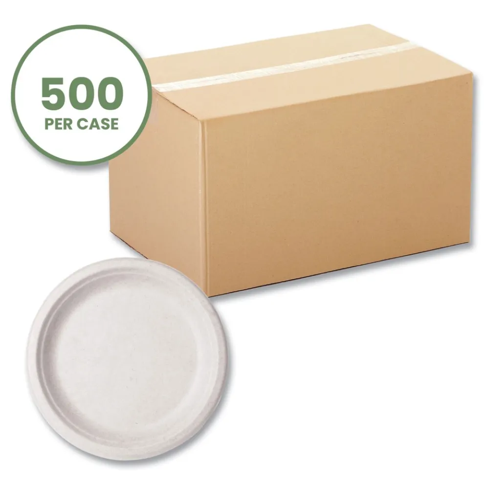 Vegware VW-P013NFA 9 in. Diameter Nourish Molded Compostable Fiber Plate Tableware - White (500/Carton)