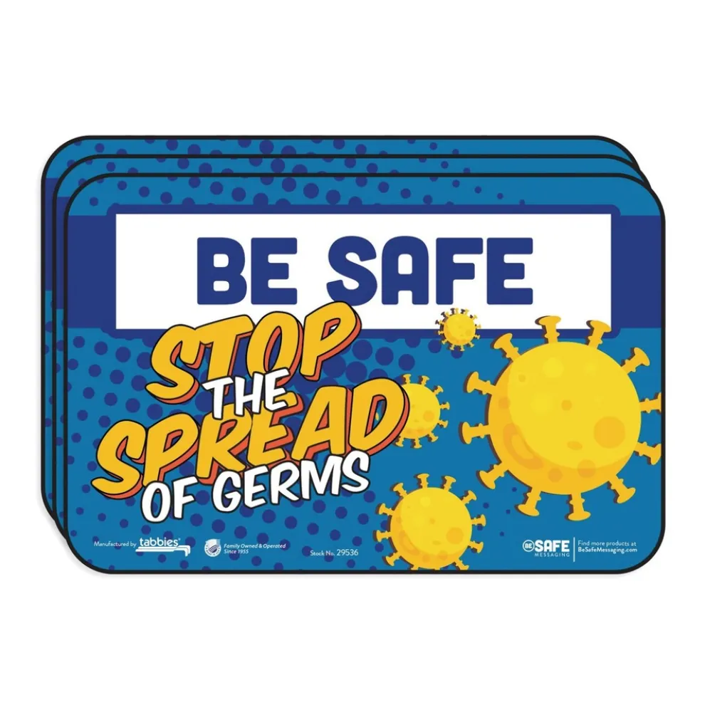 Tabbies 9 in. x 6 in. "Be Safe, Stop The Spread Of Germs" Wall Signs (3/Pack)