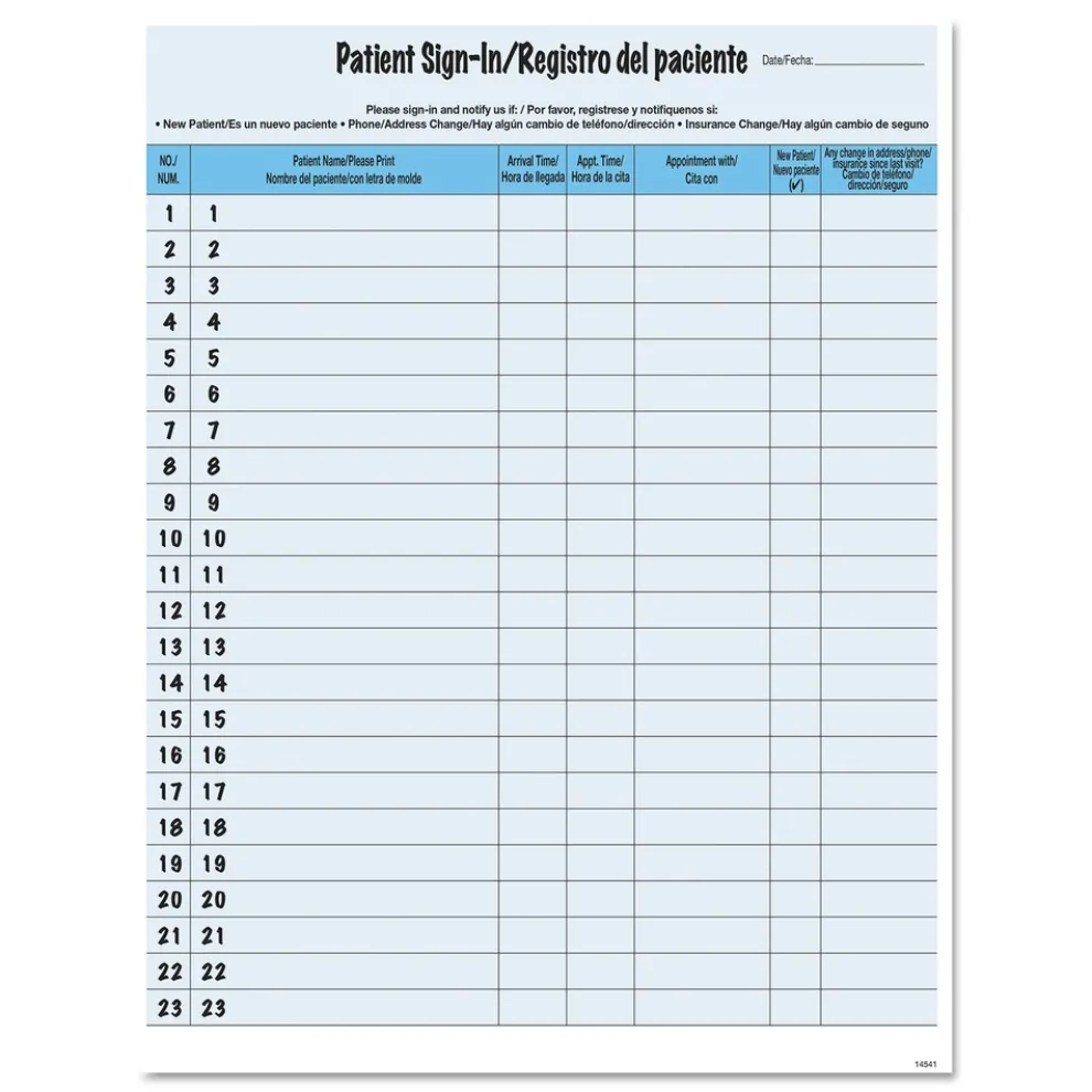 Tabbies 8.5 in. x 11 in. Patient Sign-In HIPAA Labels - Blue (125/Pack)