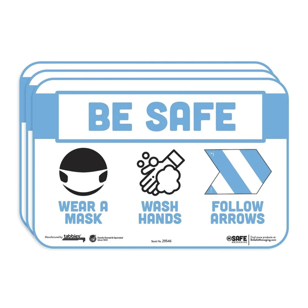 Tabbies BeSafe Messaging 9 in. x 6 in. Education Wall Signs - Blue/White (3/Pack)