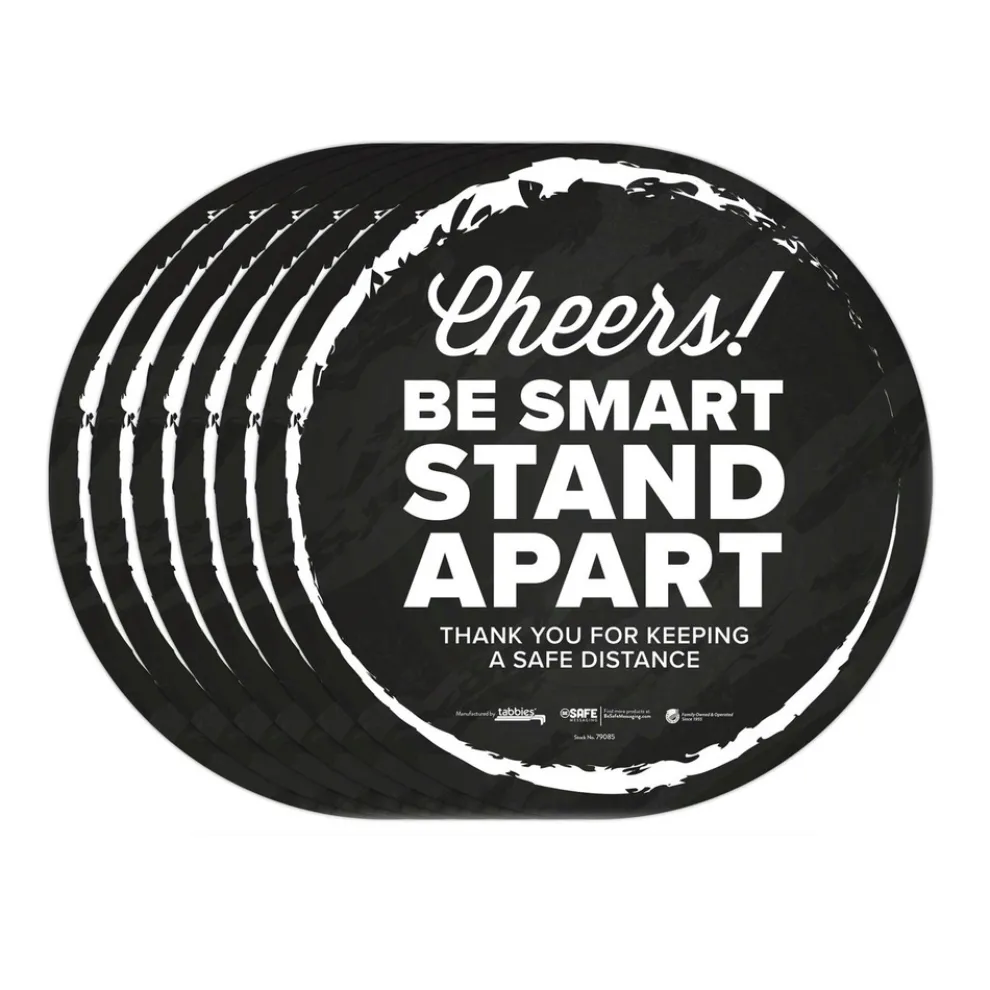 Tabbies BeSafe Messaging 12 in. Floor Decals - Black/White (6/Pack)