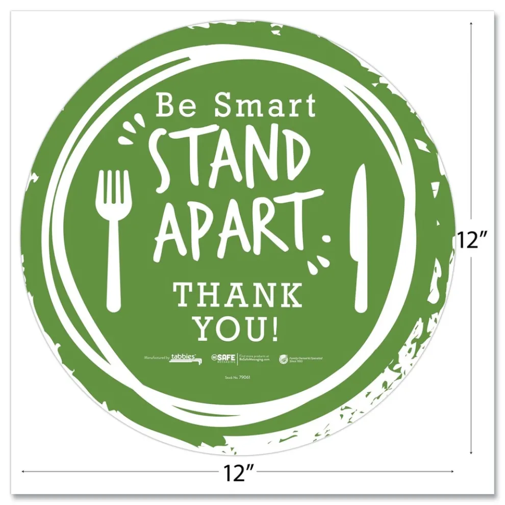 Tabbies BeSafe Messaging 12 in. Floor Decals - Green/White (60/Carton)