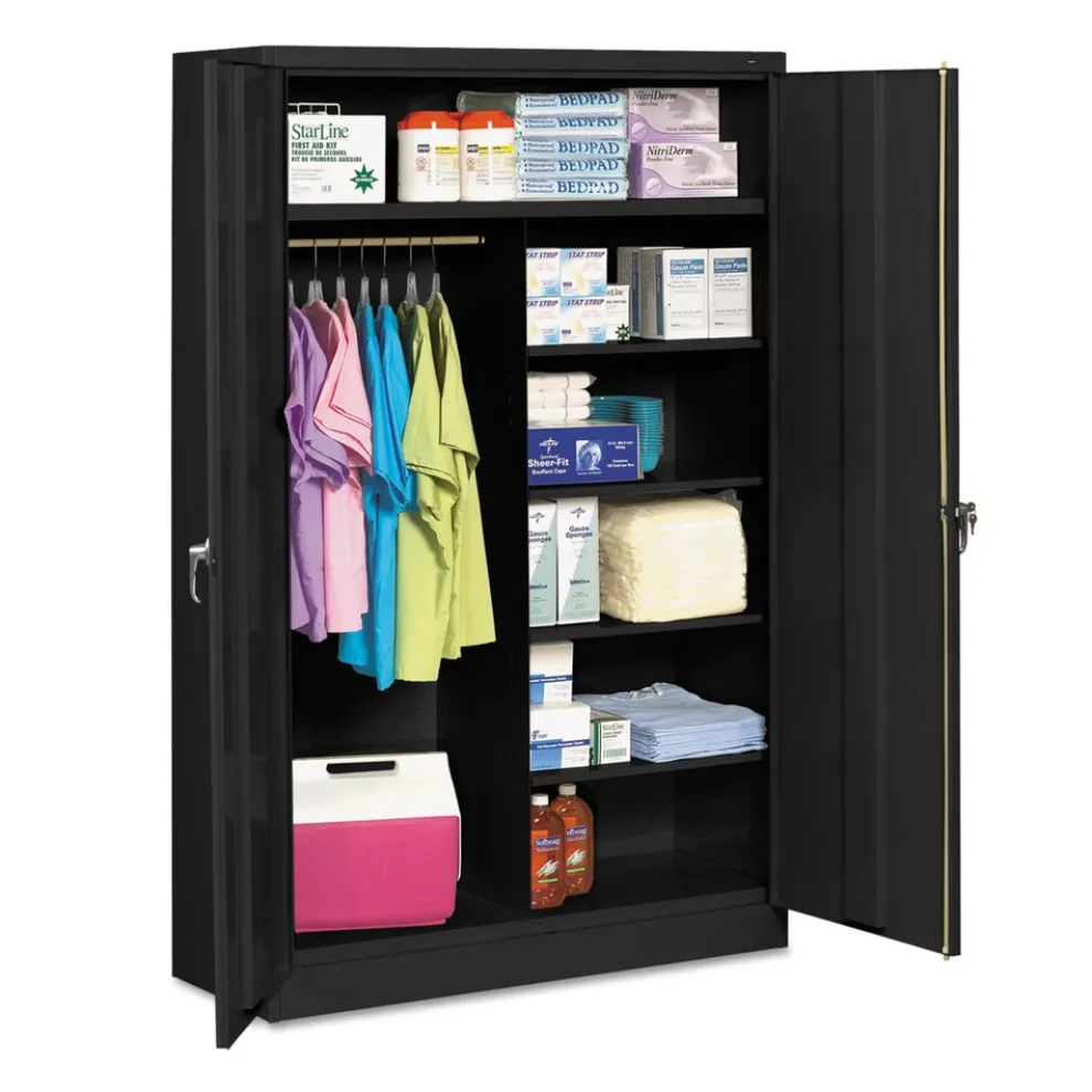 Tennsco 48 in. x 24 in. x 78 in. Jumbo Combination Steel Storage Cabinet - Black