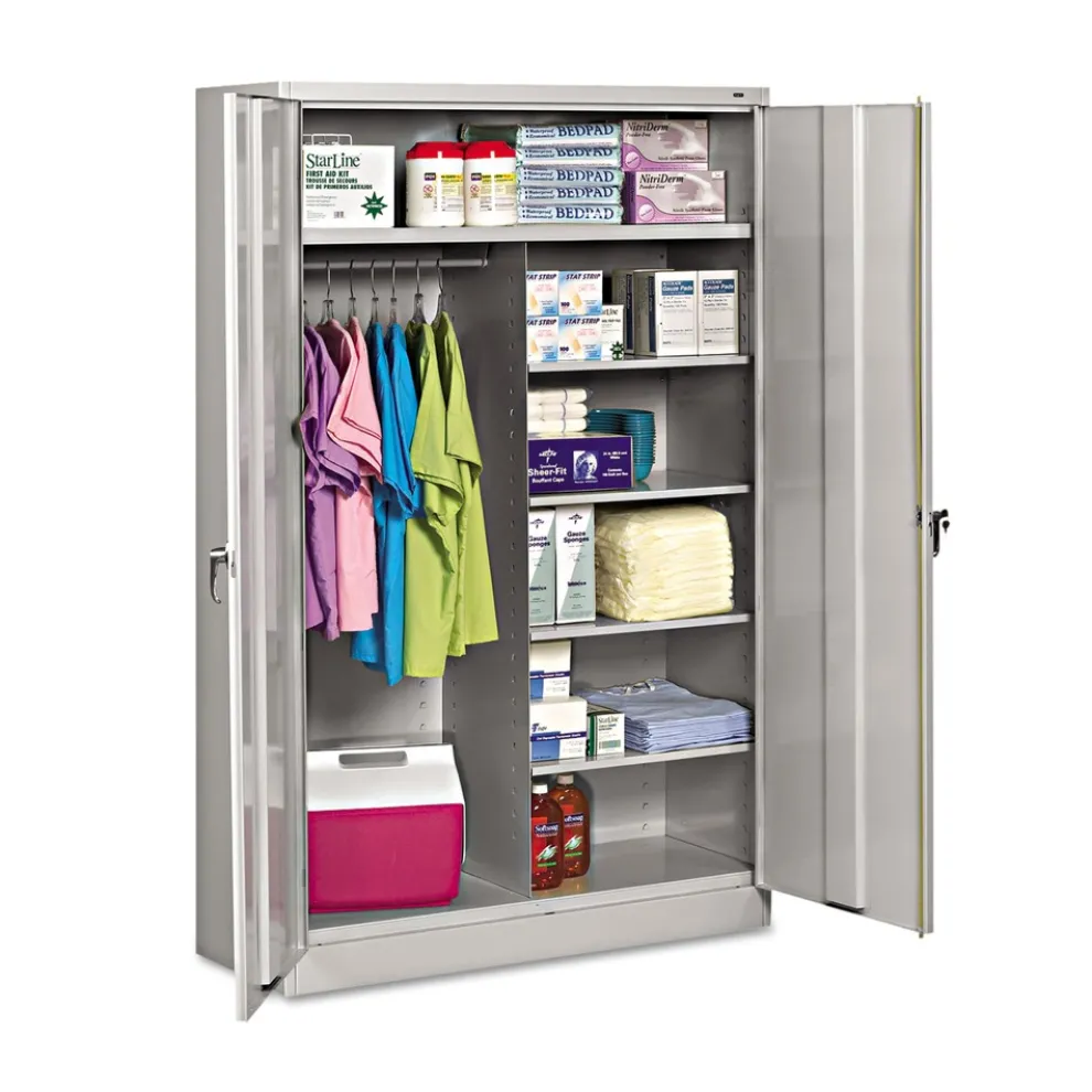 Tennsco 48 in. x 24 in. x 78 in. Jumbo Combination Steel Storage Cabinet - Light Gray