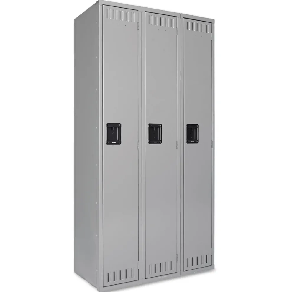 Tennsco 36 in. x 18 in. x 72 in. Three Lockers with Hat Shelves and Coat Rods Single-Tier Locker - Medium Gray