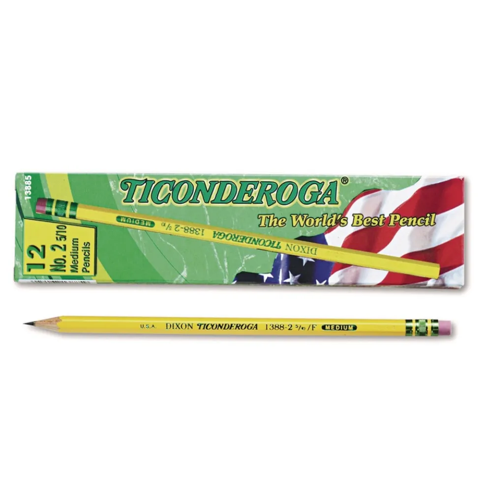 Ticonderoga F (No. 2.5) Pencils - Black Lead/Yellow Barrel (1-Dozen)