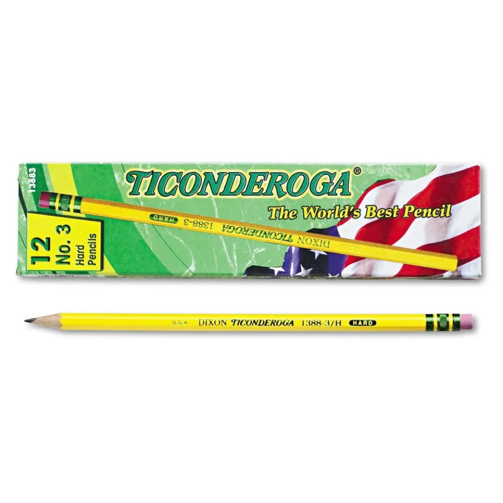 Ticonderoga H (No. 3) Pencils - Black Lead/Yellow Barrel (1-Dozen)