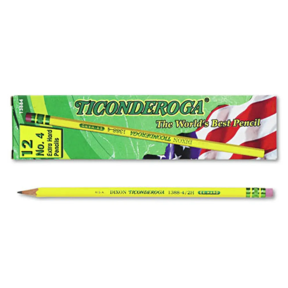 Ticonderoga 2H (No. 4) Pencils - Black Lead/Yellow Barrel (1-Dozen)