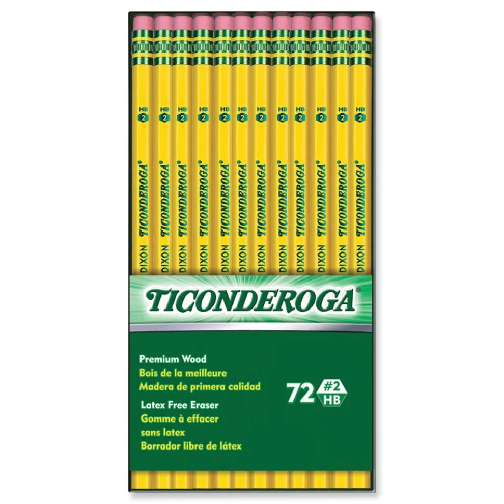 Ticonderoga HB (#2) Pencils - Black Lead, Yellow Barrel (72/Pack)