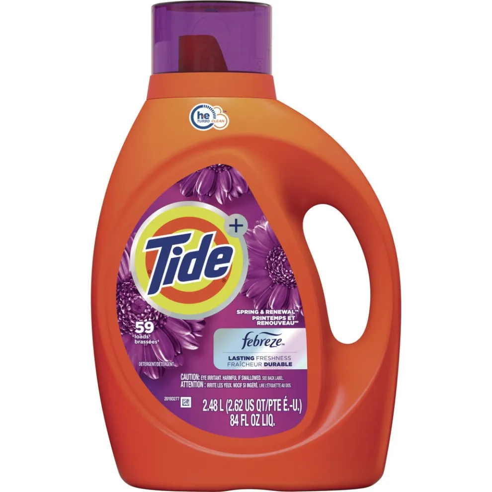 Tide Plus Febreze 84 oz. Bottle HE Liquid Laundry Detergent - Spring and Renewal (4/Carton)