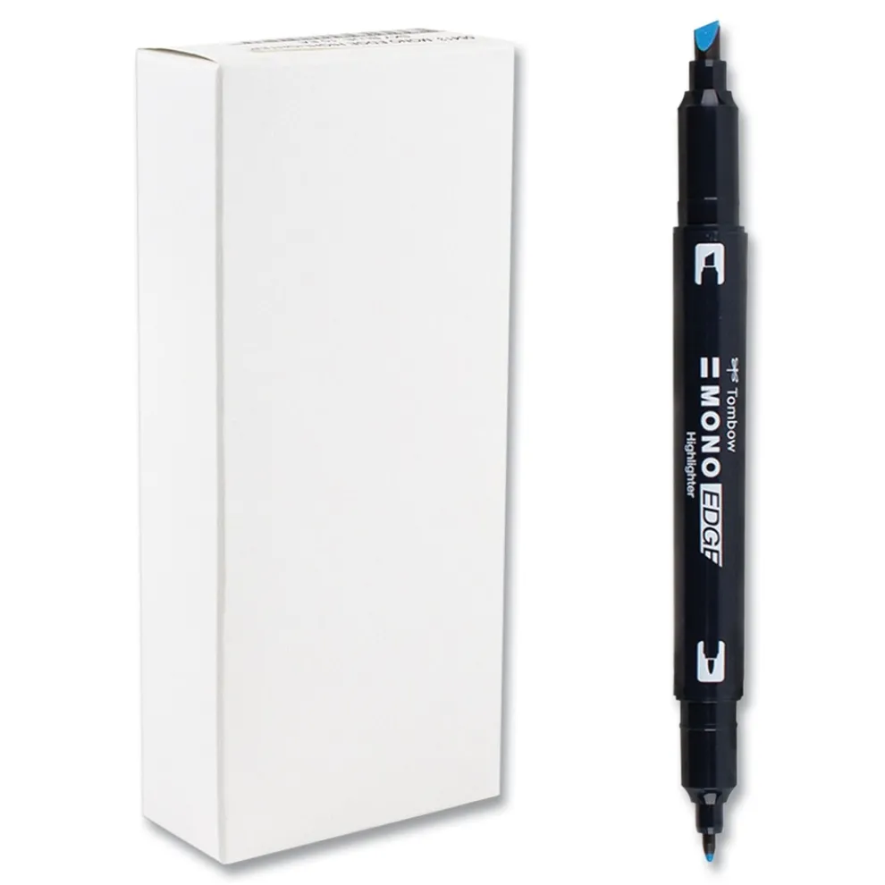 Tombow Mono Chisel/Bullet Tip Highlighters - Skyblue Barrel/Skyblue Ink (10/Box)