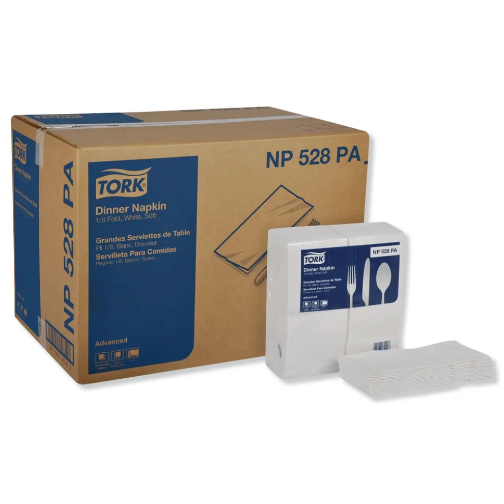 Tork 15 in. x 17 in. 2-Ply 1/8-Fold Advanced Dinner Napkins - White (2800/Carton)