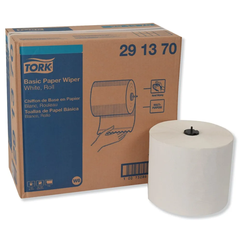 Tork 291370 1-Ply 7.68 in. x 1150 ft. Basic Paper Wiper Roll Towel - White (4/Carton)
