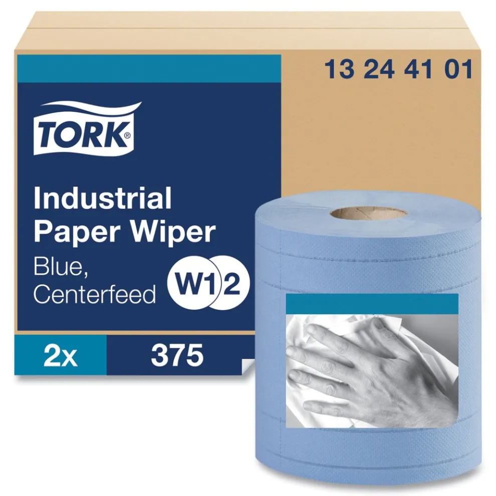 Tork 13244101 4-Ply 11 in. x 15.75 in. Unscented Industrial Paper Wiper - Blue (2/Carton)