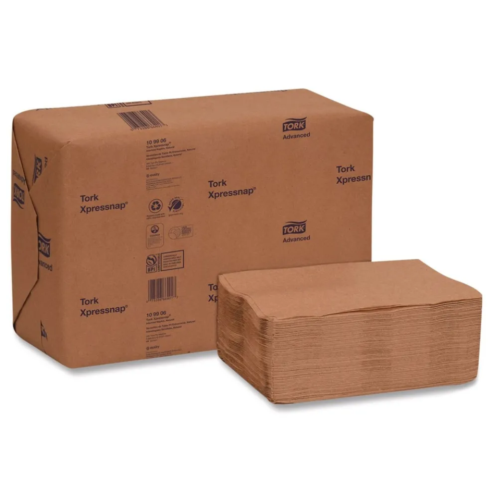 Tork 109906 2-Ply 6.5 in. x 8.5 in. Xpressnap Interfold Dispenser Napkins - Natural (12/Carton)