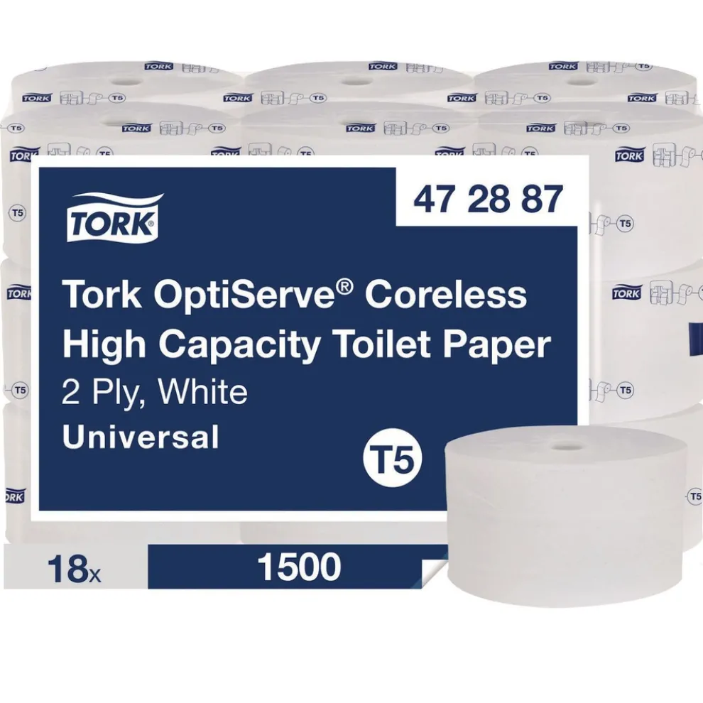 Tork 472887 2-Ply OptiServe High-Capacity Coreless Toilet Paper - White (18/Carton)