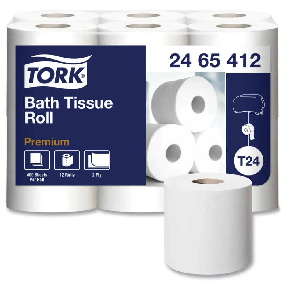Tork 2465412 Premium 2-Ply Septic Safe Poly-Pack Bath Tissue - White (48/Carton)