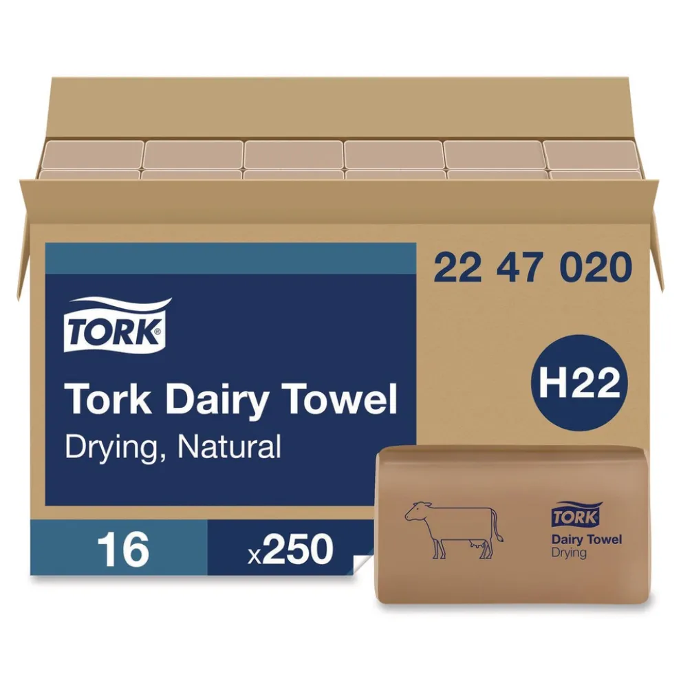 Tork Dairy Towel 1-Ply 9.12 x 10.25 Natural 250 Sheets/Pack 16 Packs/Carton