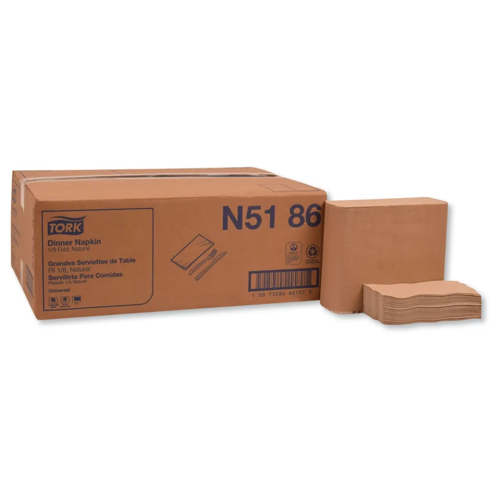 Tork N5186 1-Ply 15 in. x 17 in. Universal One-Ply Dinner Napkins - Natural (12/Carton)