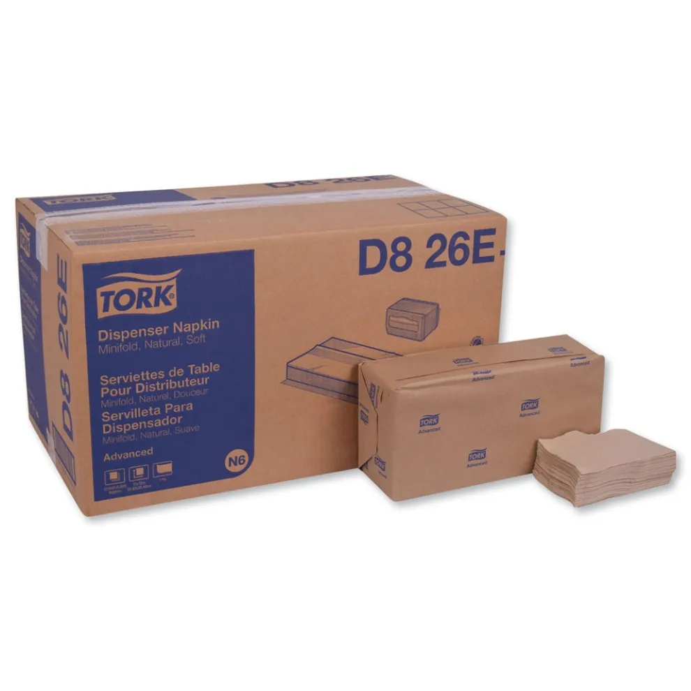 Tork 1-Ply 13 in. x 12 in. Advanced Soft Minifold Dispenser Napkins - Natural (6000/Carton)