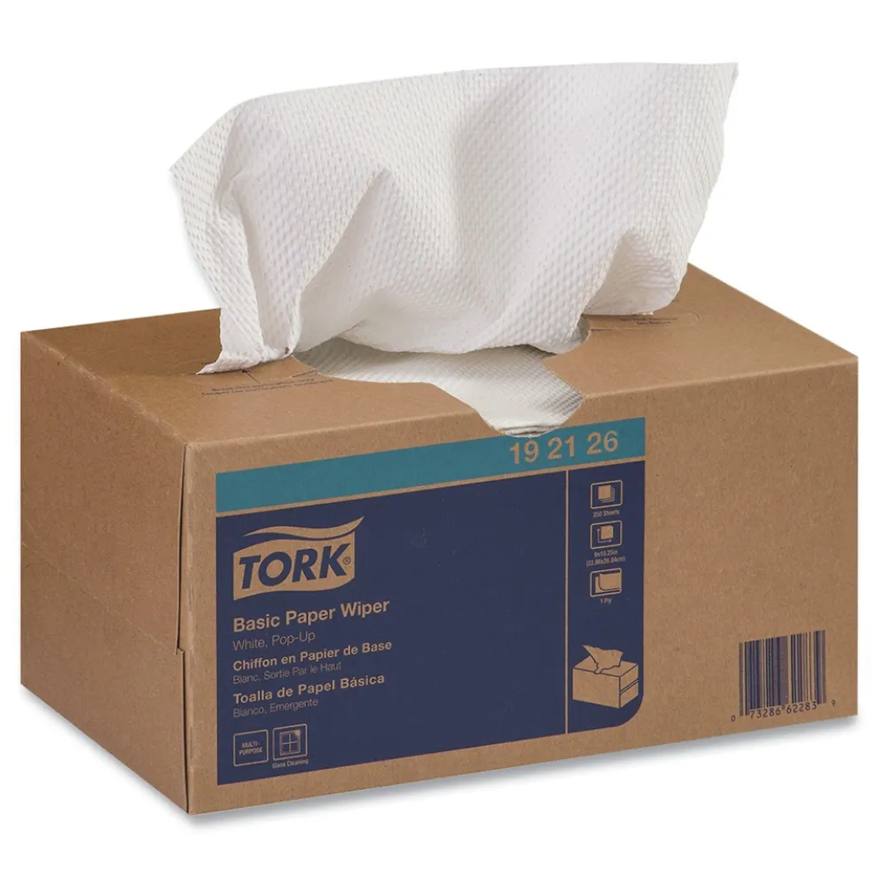 Tork 1-Ply 9 in. x 10.5 in. Basic Paper Wiper - White (24/Carton)