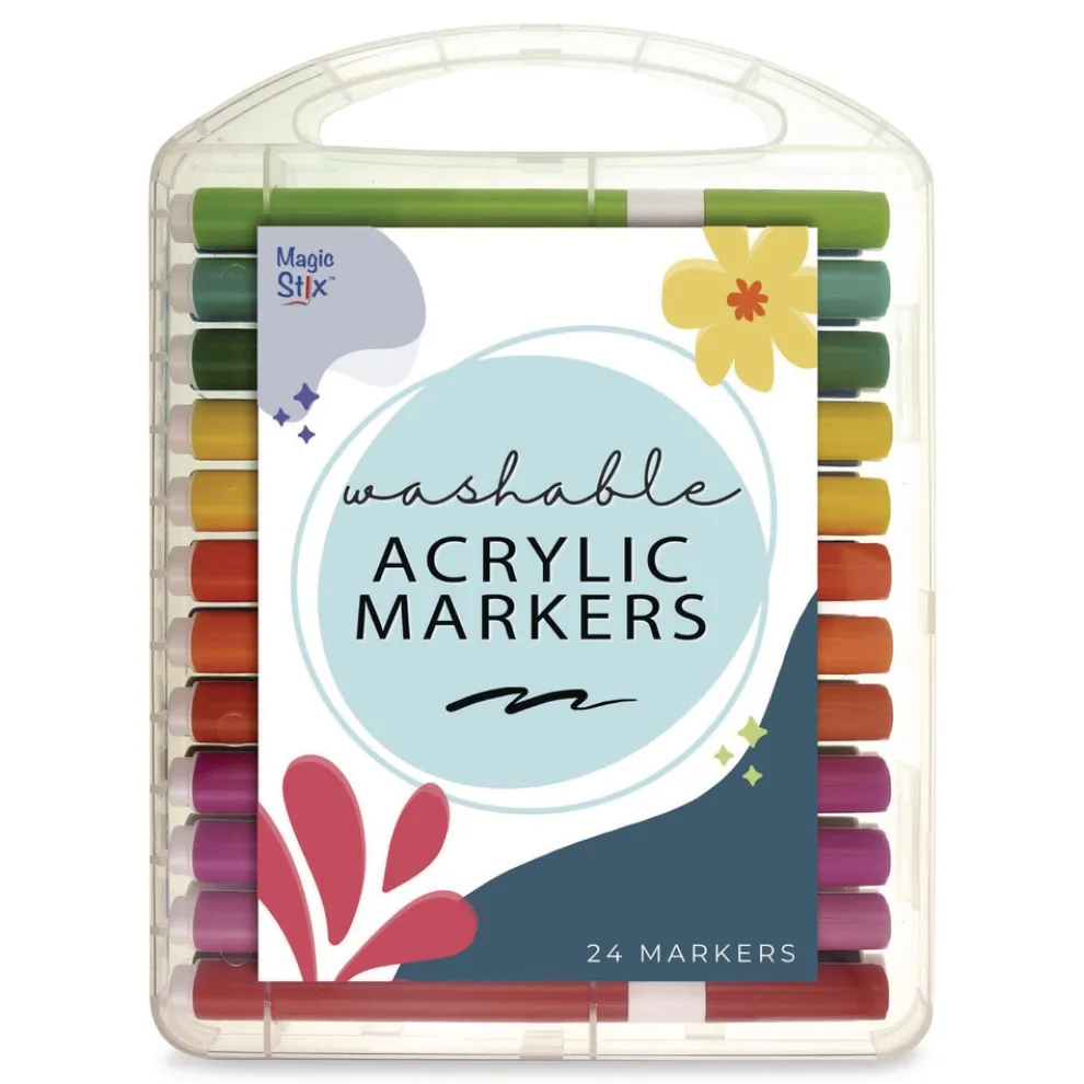 TPG Creations Washable Fine Bullet Tip Acrylic Markers - Assorted Colors (24/Pack)