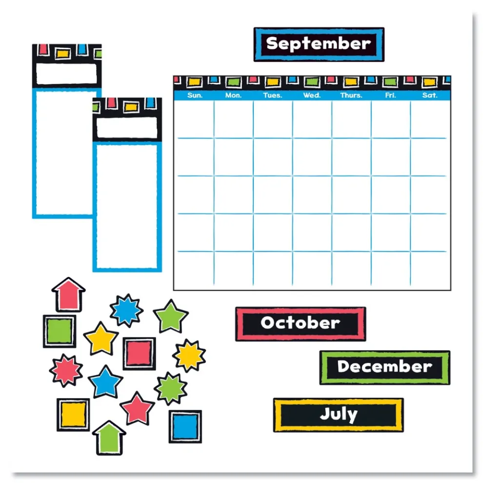 TREND 30-Piece 18 in. x 26.5 in. Bold Strokes Wipe-Off Calendar Bulletin Board Set - Assorted Colors