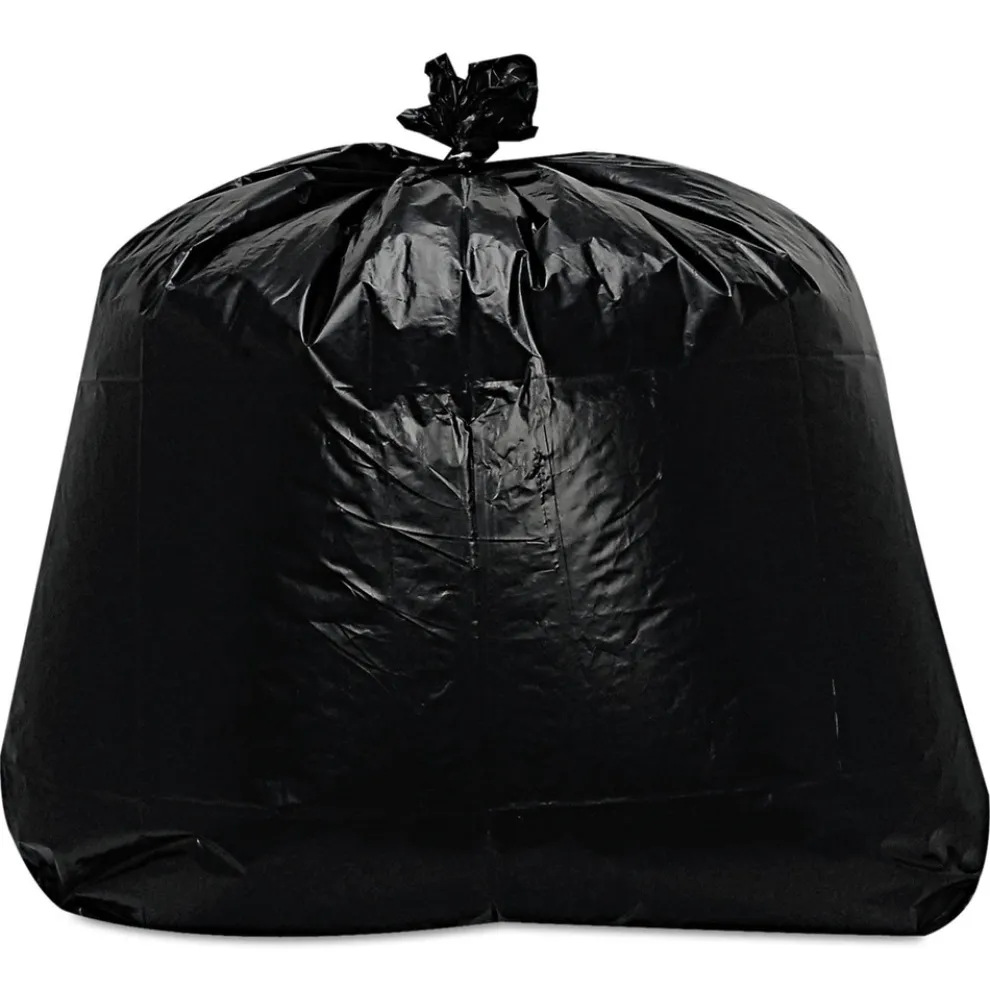Trinity Plastics 43 in. x 47 in. 56 gal. 1.6 mil Flat Pack Low-Density Can Liners - Black (100/Carton)