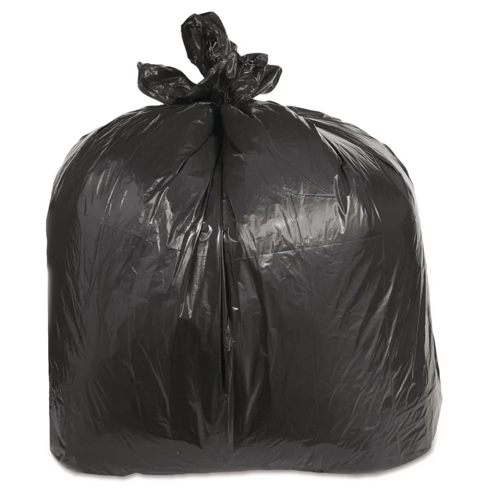 Trinity Plastics 38 in. x 58 in. 60 gal. 2.4 mil Flat Pack Low-Density Can Liners - Black (100/Carton)