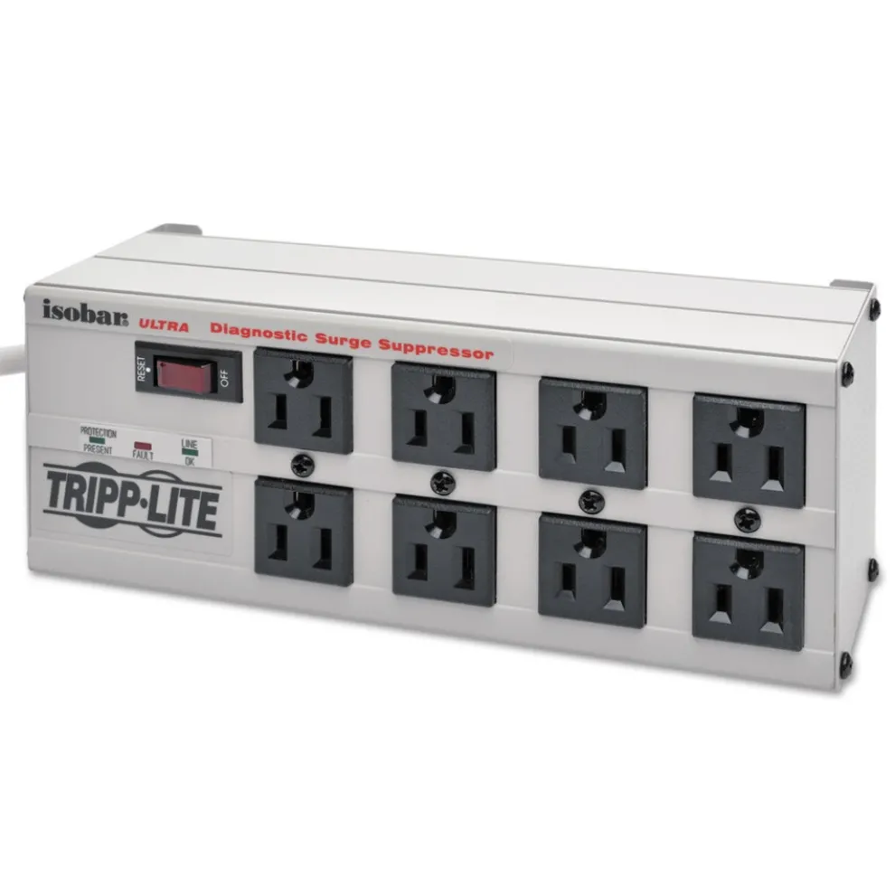 Tripp Lite 8 AC Outlets 12 ft. Cord 3,840 J Isobar Surge Protector - Light Gray