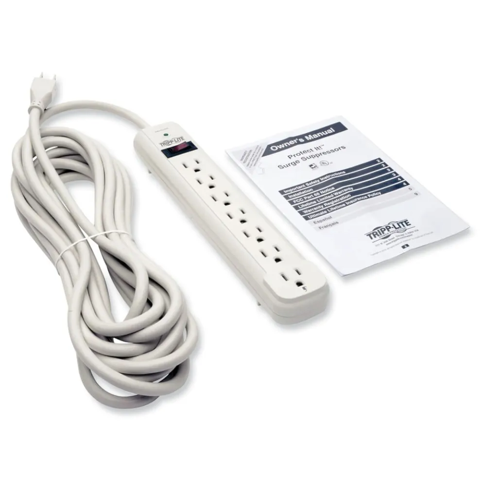 Tripp Lite Protect It! 1,080 Joules 25 ft. Cord 7 AC Outlets Surge Protector - Light Gray