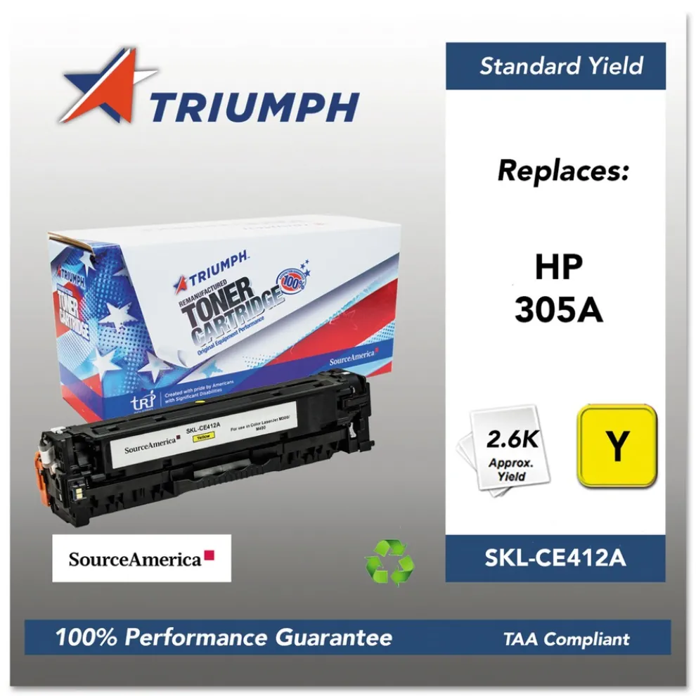 Triumph Remanufactured CE412A (305A) 2,600 Page-Yield Toner - Yellow