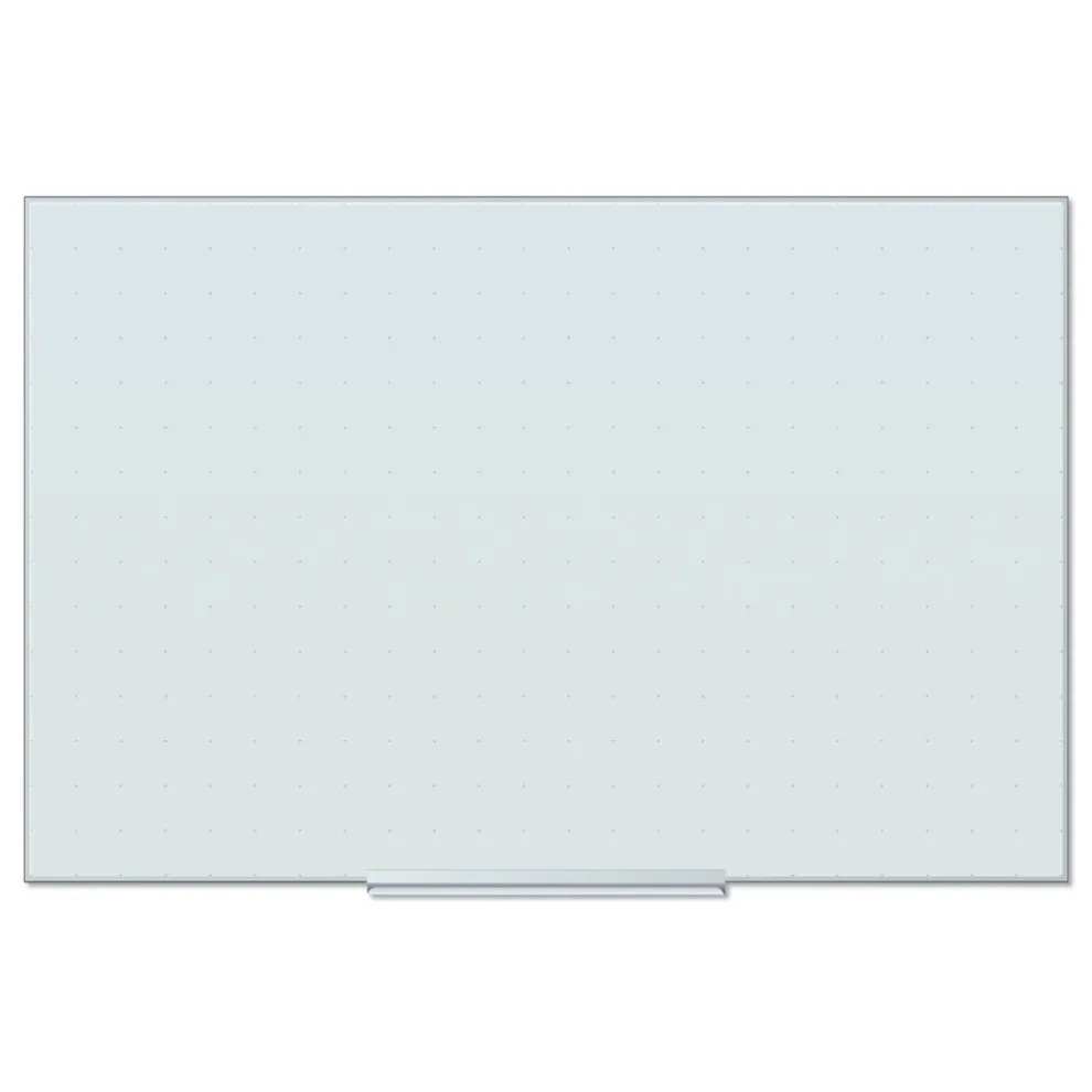 U Brands 35 in. x 23 in. Floating Glass Ghost Grid Dry Erase Board - White