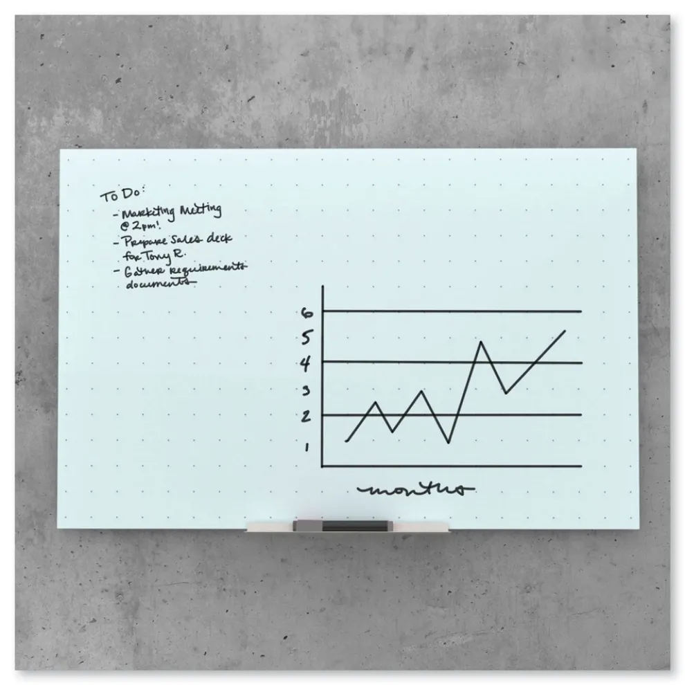 U Brands 35 in. x 23 in. Floating Glass Ghost Grid Dry Erase Board - White