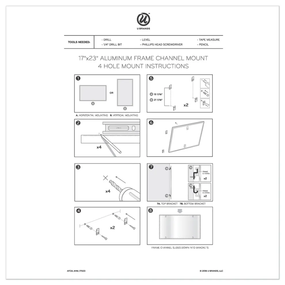 U Brands 23 in. x 17 in. 4N1 Magnetic Dry Erase Combo Board - Tan/White Surface, Silver Aluminum Frame