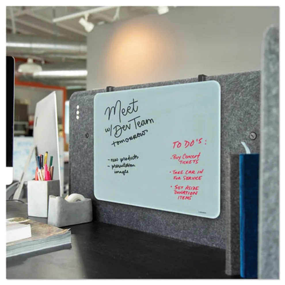 U Brands 20 in. x 16 in. Cubicle Glass Dry Erase Board - White Surface